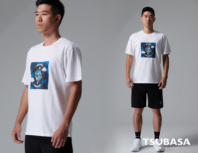 YAMATO 男忍者與網球拍<br>純棉圓領白T恤